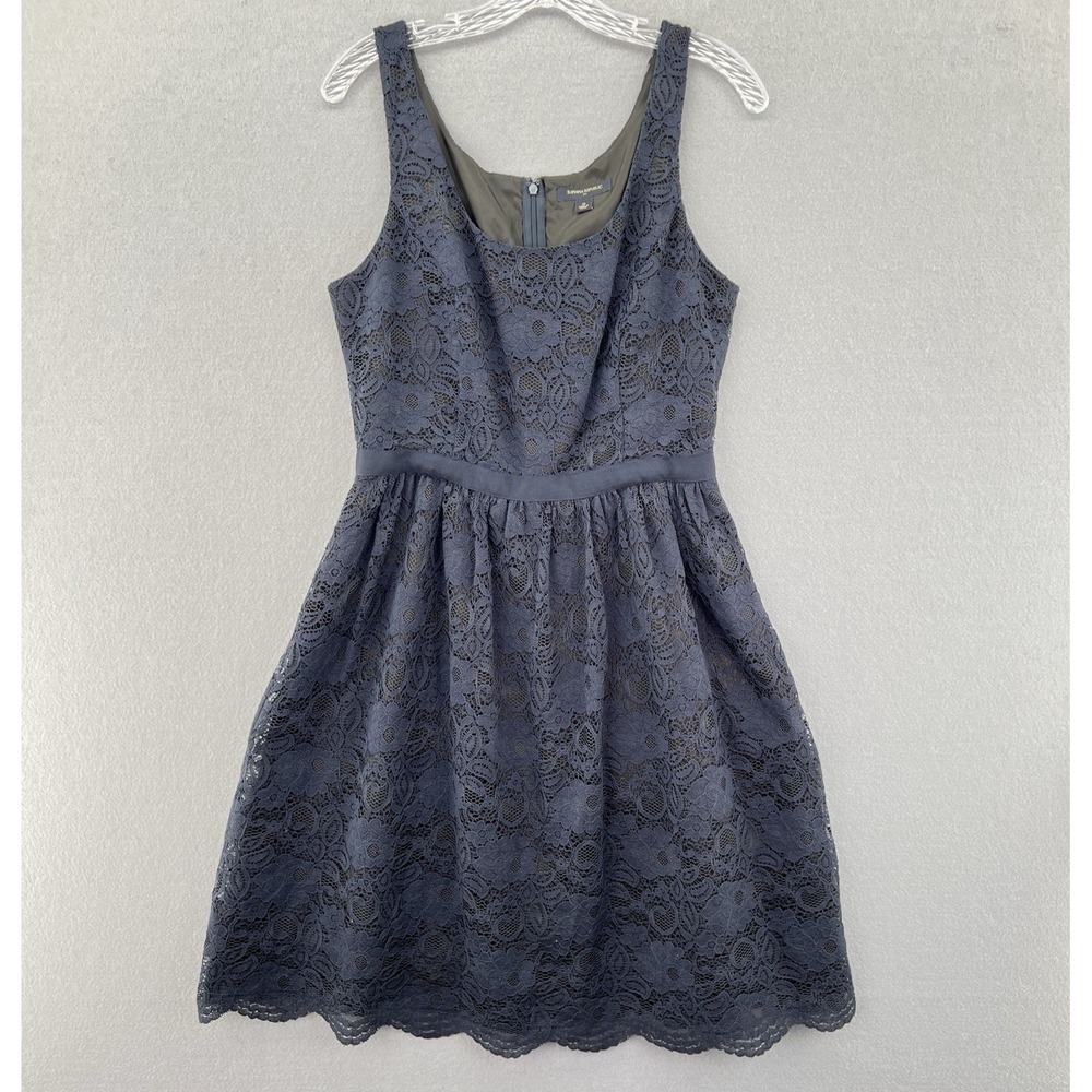 Banana Republic Navy Blue Black Lace Sleeveless Fit + Flare Sheath Dress Size 10